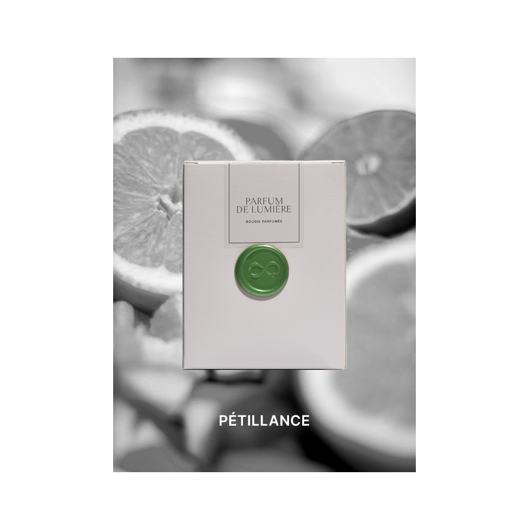 PARFUM DE LUMIERE bougie parfumée artisanale Packaging Pétillance